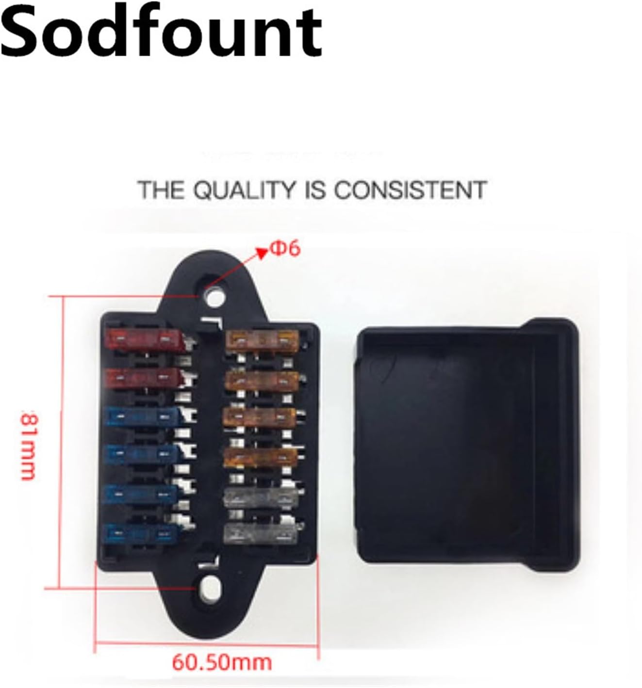 Automotive New Energy Modified 10-Way Double-Row Fuse Box Vehicle Fuse Box Holder with 10 fuses