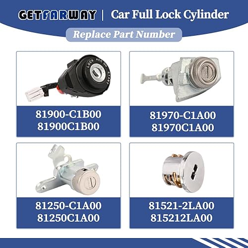 Miniatura 10 de Juego de cilindros de bloqueo completo para automóvil 81970-3XA00 81910-3XA00 compatible con Hyundai Elantra 2011 2012 2013 2014 2015 1.8L 2.0L 1 x