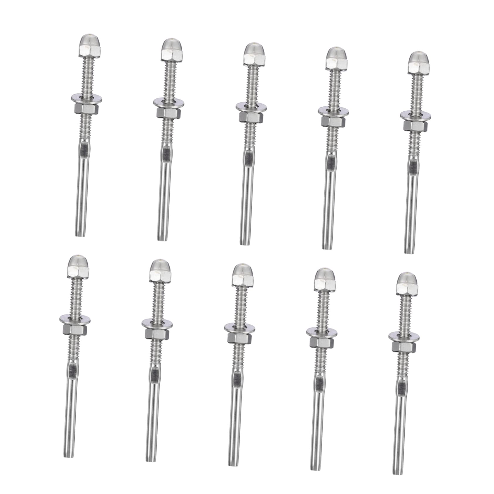 SOLUSTRE 10pcs Wire Rope Terminal Wire Rope Tension Tool Cable Railing Tensioner Cable Railing Kit Cable Tensioner for Deck Railing Systems Fitting Thread Hardware Stainless Steel
