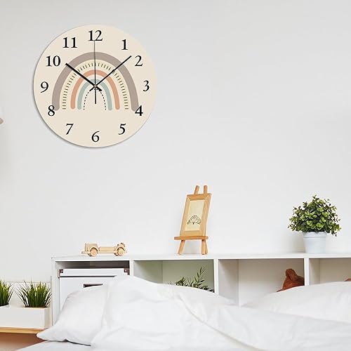 Miniatura 7 de Reloj de pared bohemio arcoíris rústico de PVC arcoíris de 12 x 12 pulgadas, decoración de cocina, regalos de dormitorio, funciona con pilas, reloj