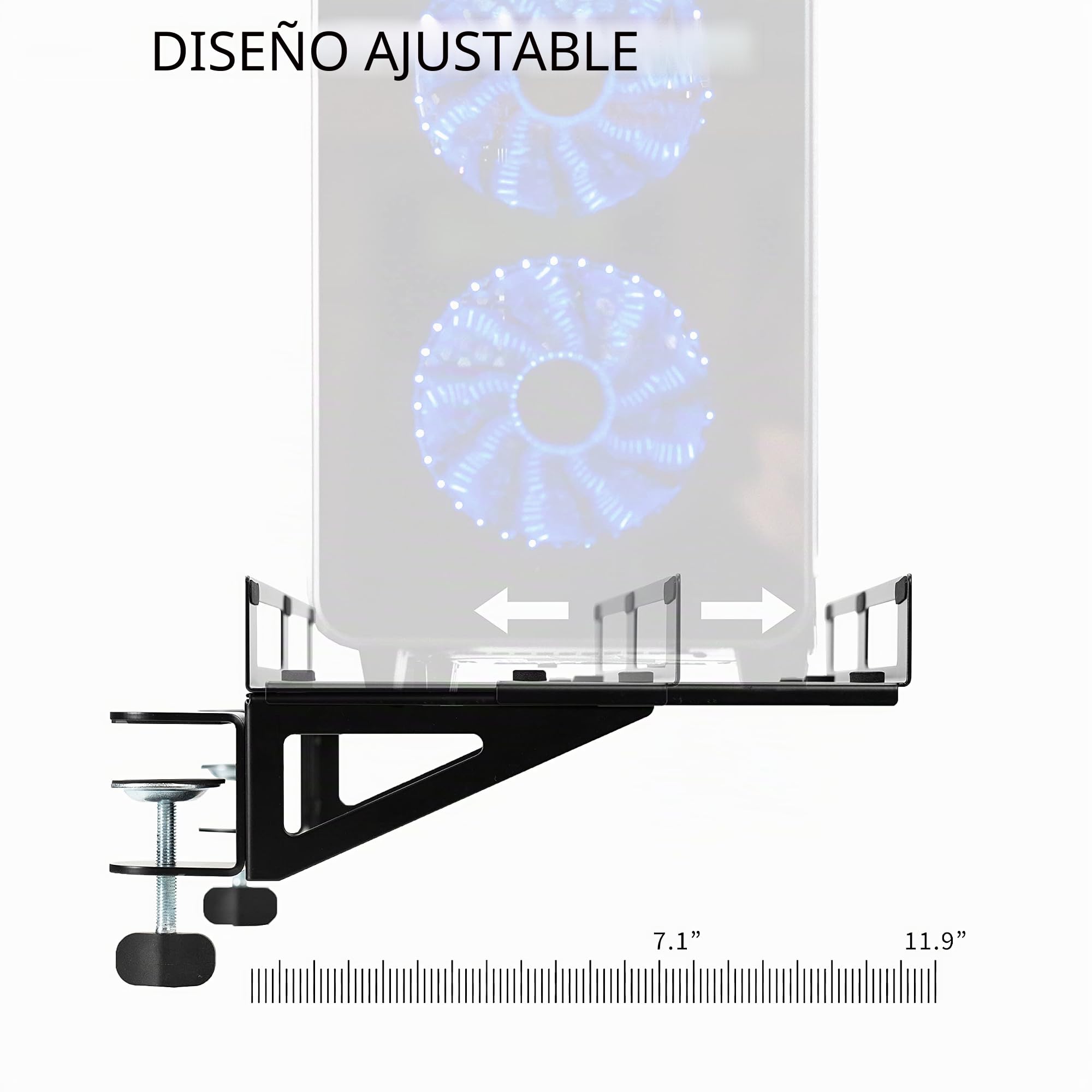 VIVO Soporte extensor de escritorio para PC con opción de montaje en pared, soporte estándar y grande para computadora de juegos, ajustable con bloqueo seguro, negro, MOUNT-PC07G