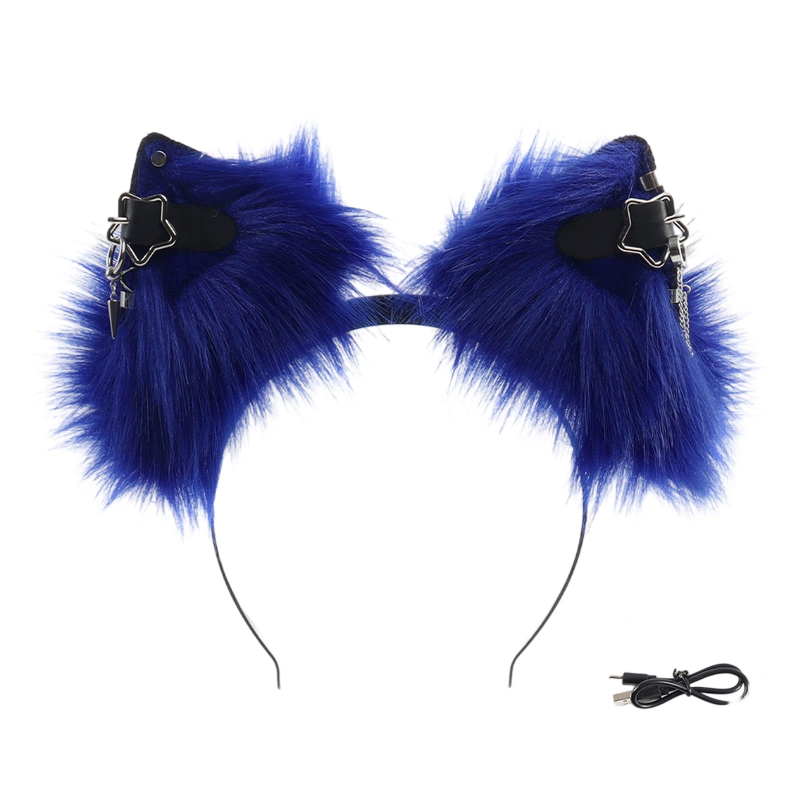 YIBOZI Plush Electric Cat Ear Headband,Rechargeable Plush Animal Ear Headpiece With Moving Usb Propelled For Parties Costuming And Participatory Play