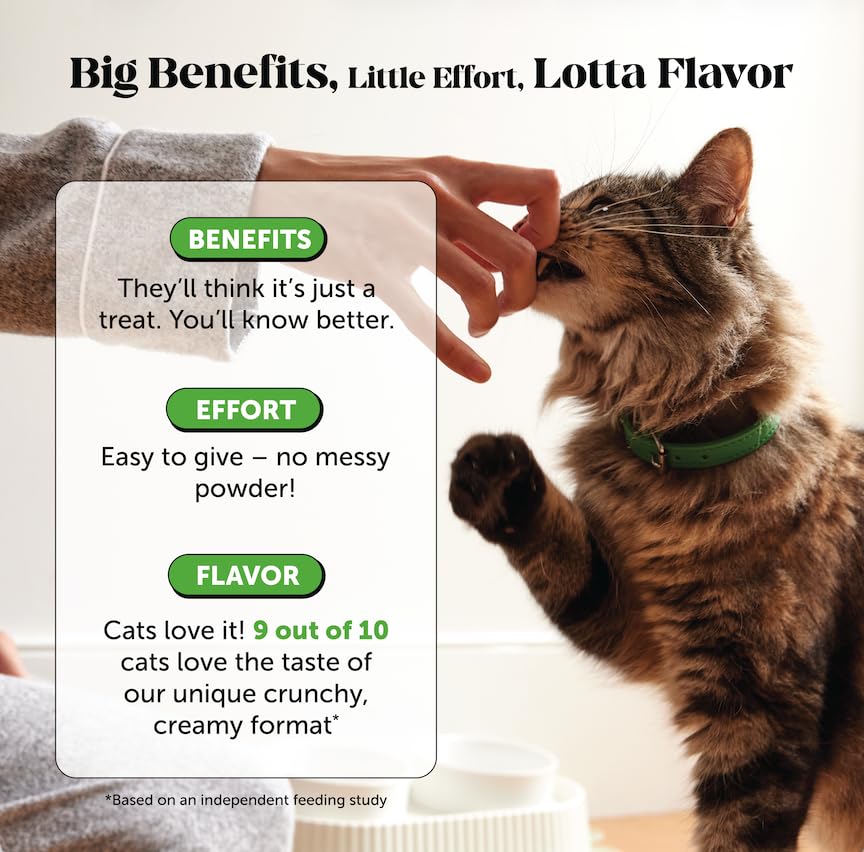 Image of Cat Probiotics Crunchy Creamy Chews for Digestive Health - Cat Constipation + Occasional Diarrhea Relief - Daily Probiotics for Cats with Prebiotics Fiber Gut Flora Sensitive Stomach (90-Day Supply)