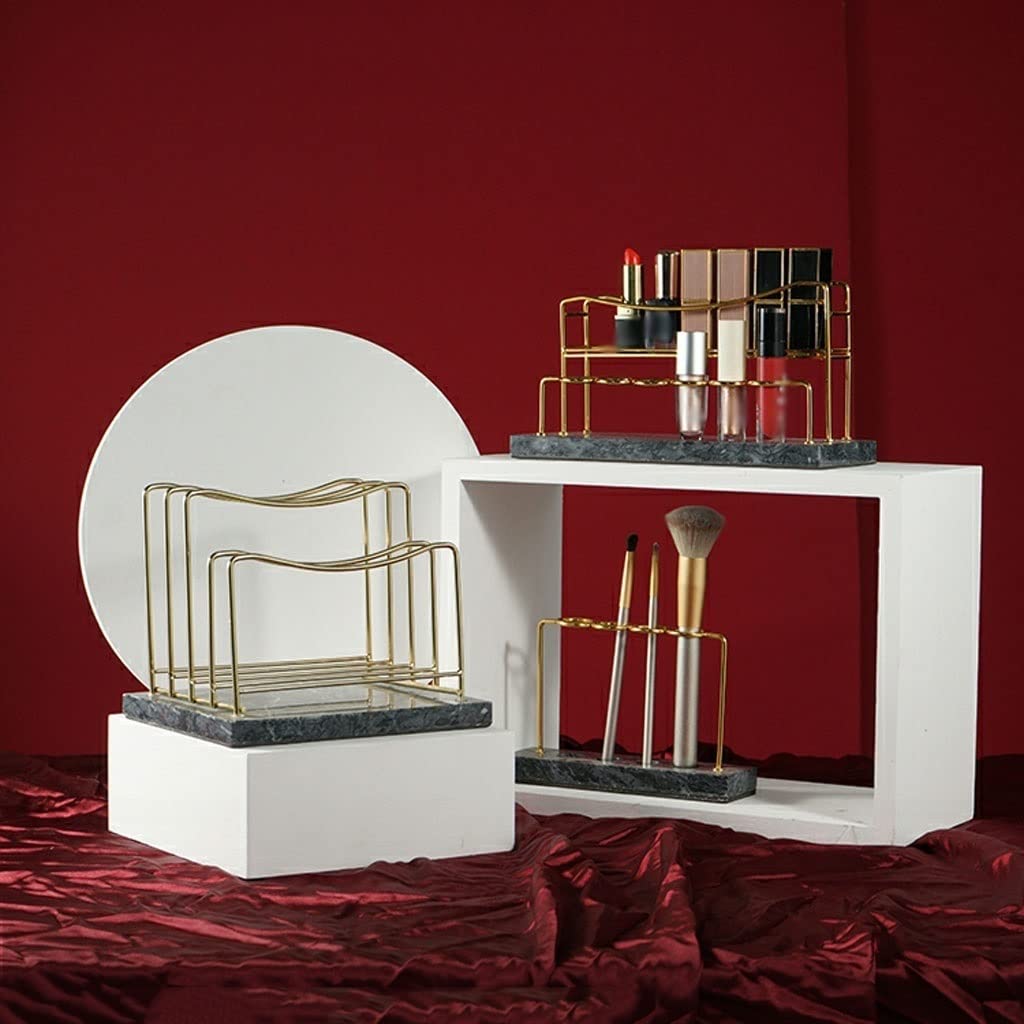 Kosmetik-Vitrine für Pinsel Große Kapazität Gesichtsmaske Aufbewahrung Eisenrahmen Marmor Schminktisch Make-up Maske Ständer Halskette Ohrring Ständer Makeup-Organizer für die Eitelkeit Kosmetik