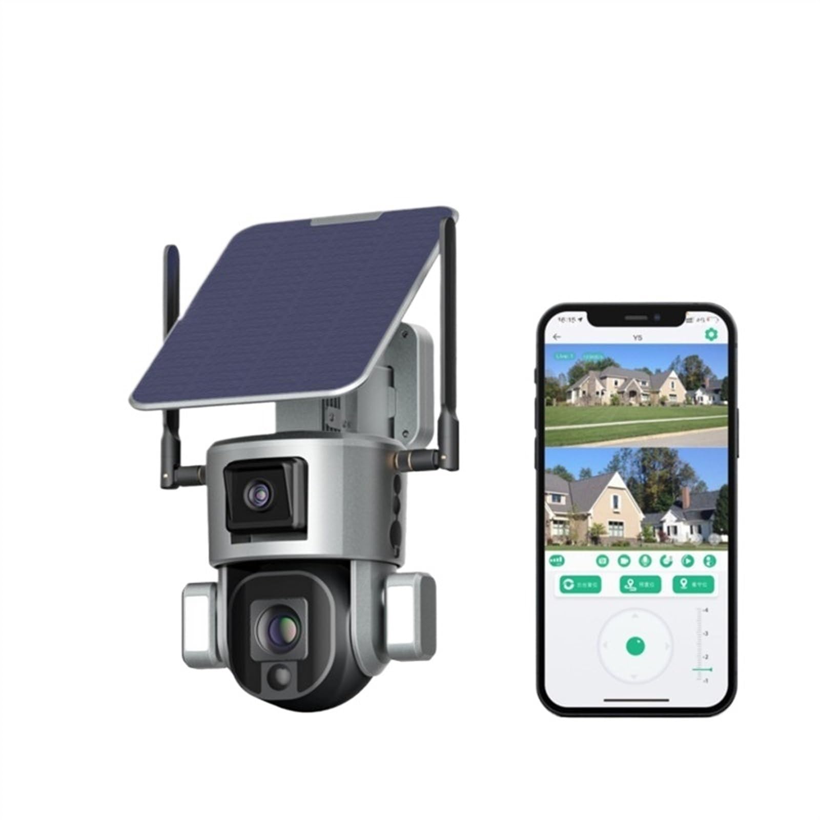 Telecamera di Sorveglianza, Telecamere di sicurezza solari 8MP 4K IP panoramiche 180 View con rilevamento del movimento AI CCTV Sorveglianza solare