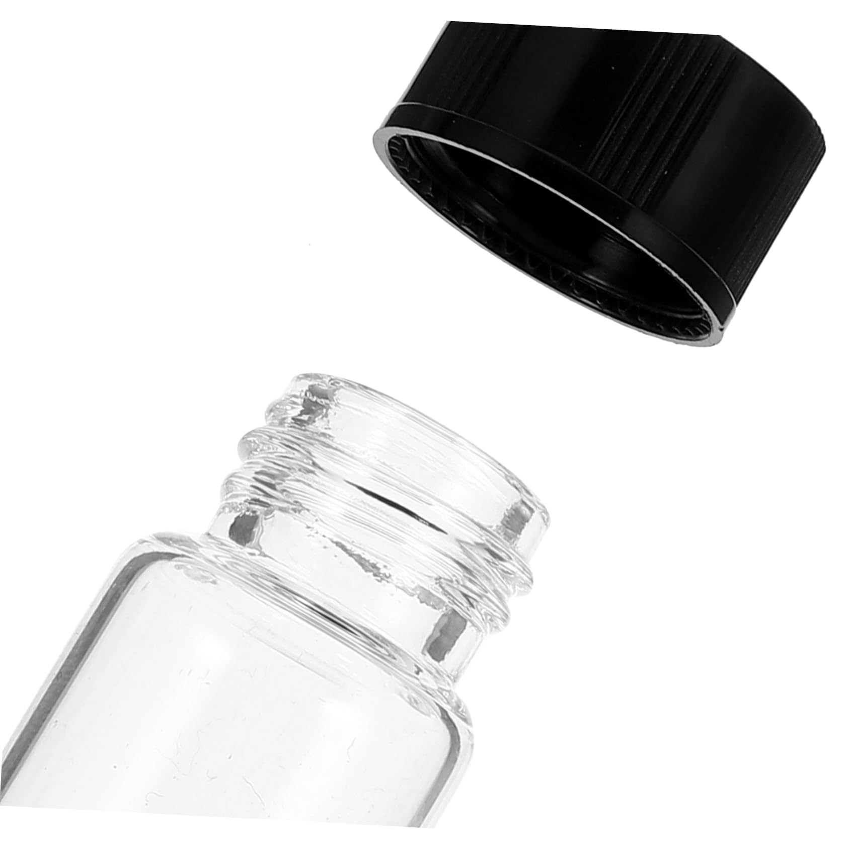 Cabilock 100 Fiale Di Vetro Trasparente Da 5 Ml Con Tappo Nero, Flaconi Per Campioni Con Fondo Piatto Resistente Ad Alta Pressione, Bottiglie Per Conservazione Oli Essenziali e Reagenti