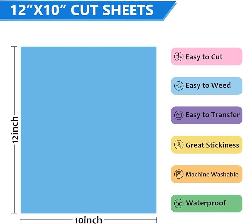 NANAPLUMS Textil Hőtranszfer Fólia Szett - 30 db A4 Vasalható Vinyl Fólia 18 Színben - Pólóra, Textilre, Ruhára - Mosható, Tartós
