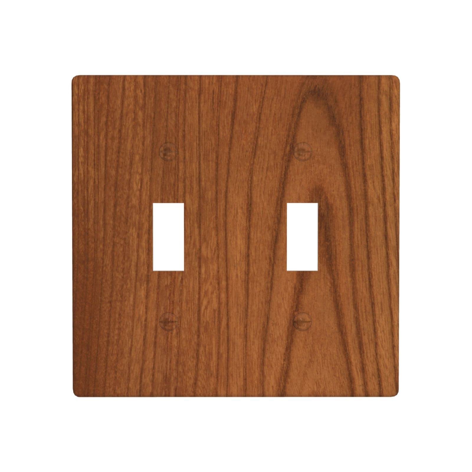 Wooden Texture Double Gang Light Switch Wall Plate Cover Decorative Toggle Wall Plate Cover for Bedroom Kitchen Home Standard Size 4.5 x 4.5 inch