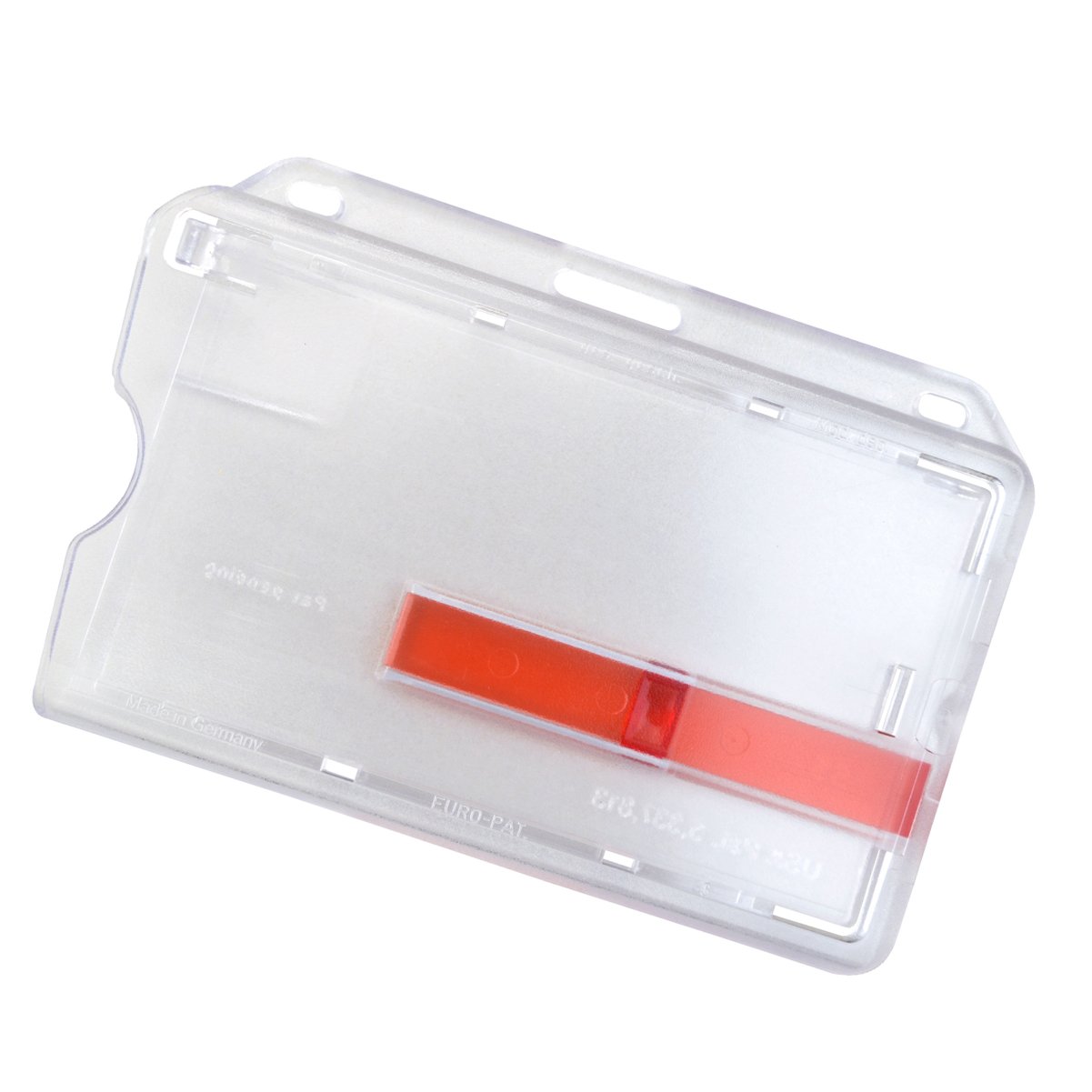 100x Kartenhülle Kartenhalter Ausweishalter Namensschild für 1 Karte aus Hartplastik HORIZONTAL ROTER AUSSCHIEBER