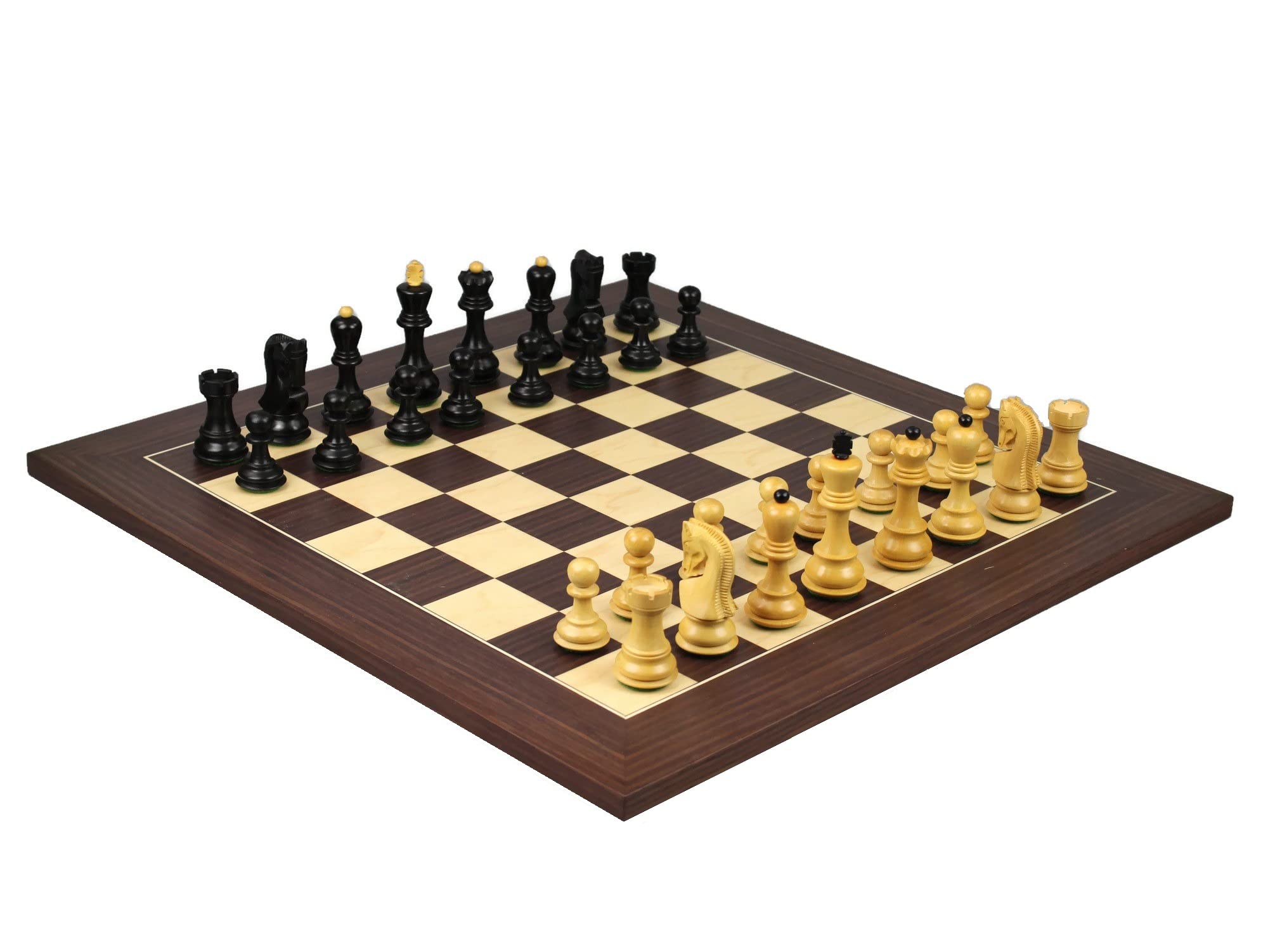 Set di scacchi in legno Macassar Tavola da 20 pollici ponderata Ebanizzata Zagabria Staunton Pezzi 9,75 pollici