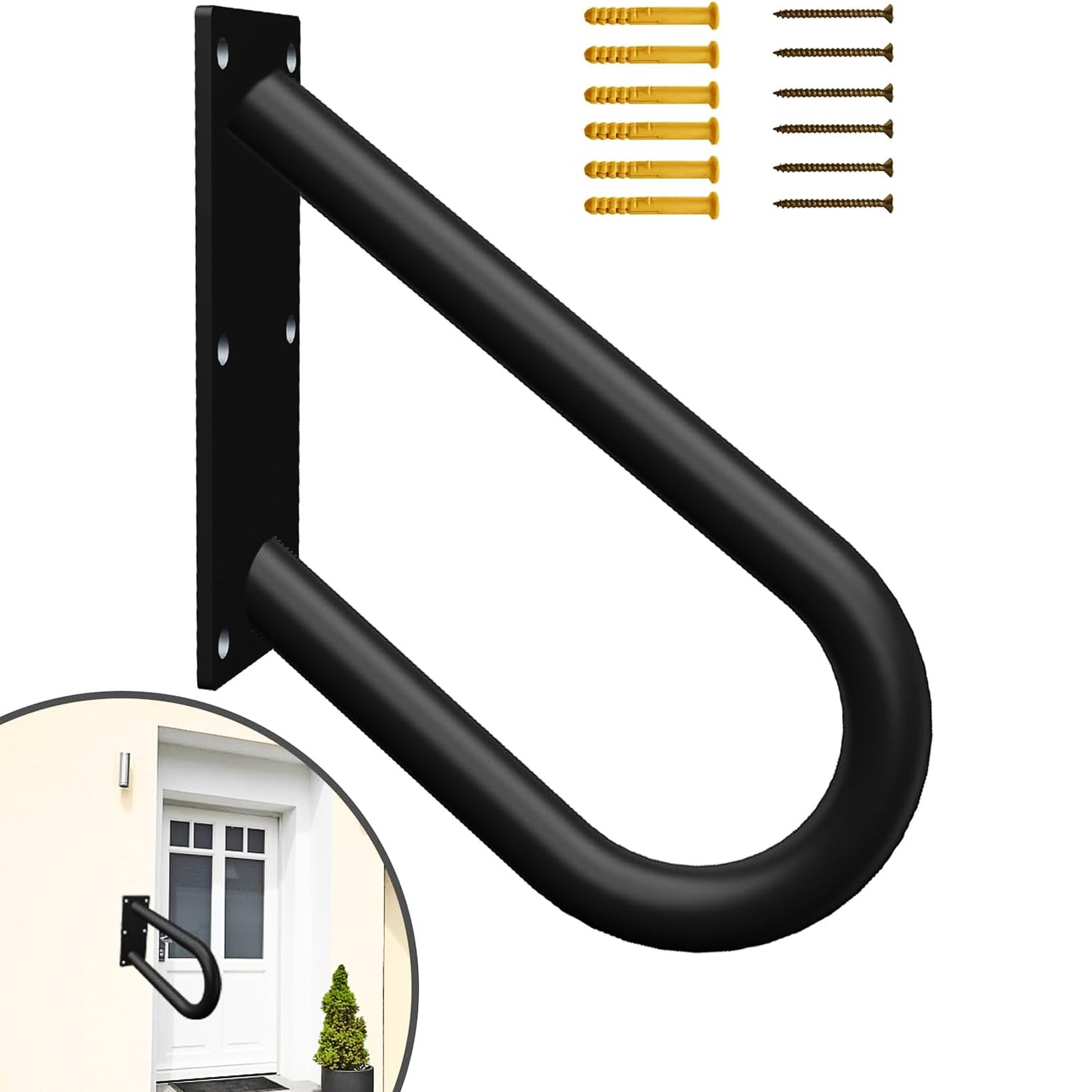 FKXSXAZ 19.7" Handrails for Outdoor Steps,Wall Mount Hand Rail, U Shaped Railings 1-3 Steps,Safety Grab Bar Garage, Porch, Garden(Size:70cm/27.6)