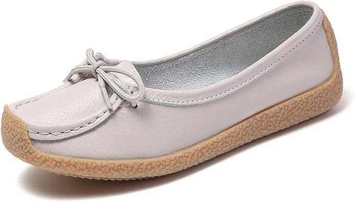 Lightweight Comfortable Nurse Shoe, Casual Slip-On Breathable Slip Resistant Working Nurse Shoes for Women, Food Service Lightweight Leather Loafers, for Medical Workers, Doctors