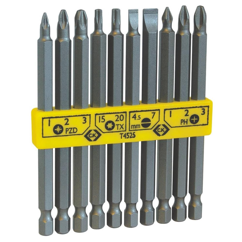 CK Bit Set 10 Pieces, Phillips, Pozidriv, Slotted, Torx