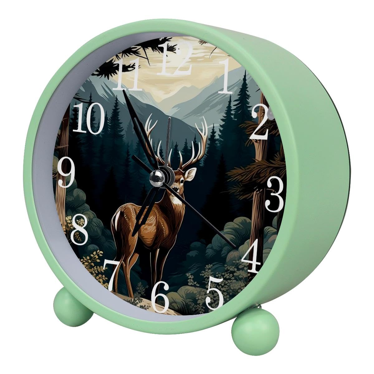 Luoweisi Alarm Clock Forest Deer, Silent Non-Ticking with Night Light