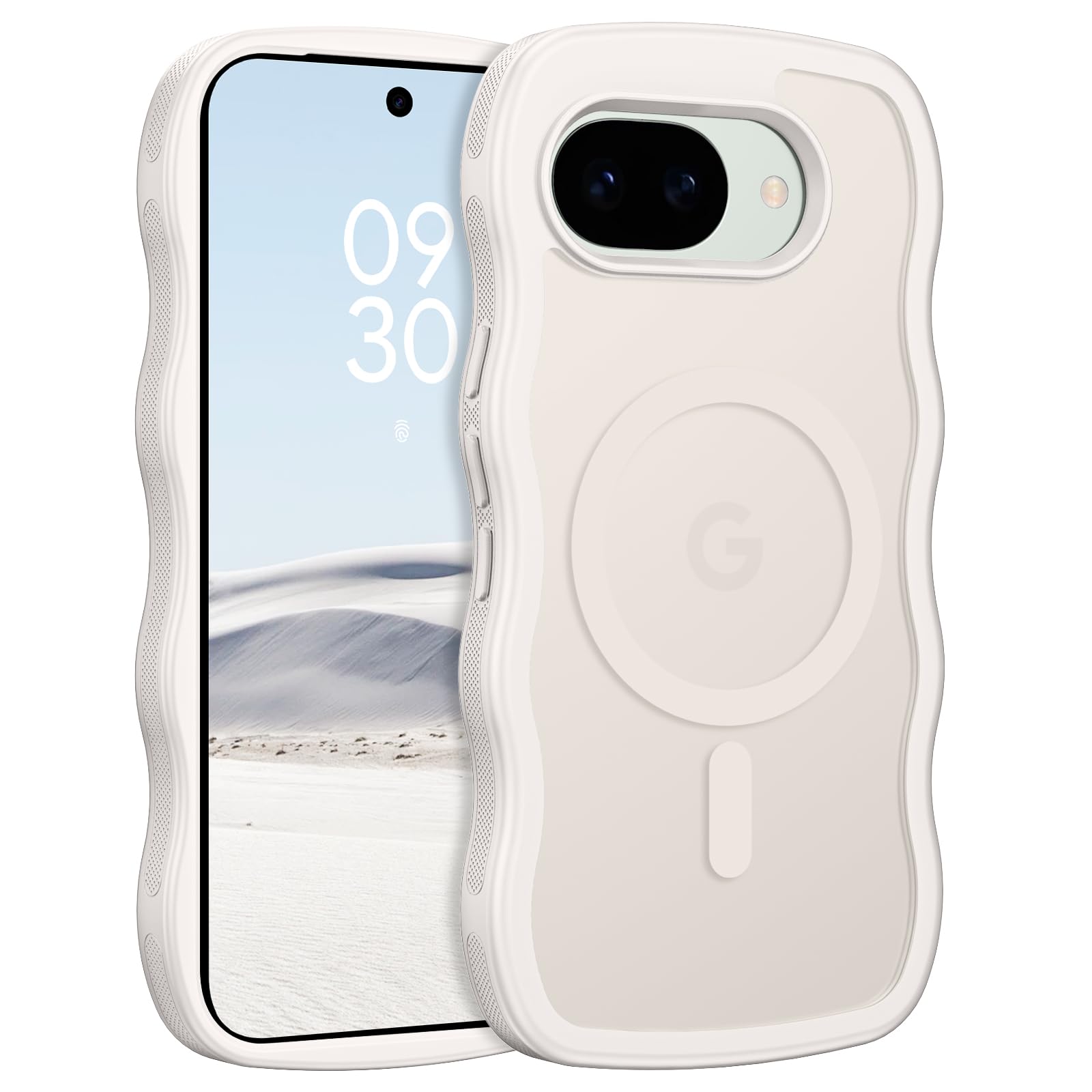 Telaso pixel 10a ケース ウェーブ 半透明 Magsafe対応 なみなみ TPU PC google pixel 10a ケース ワイヤレス充電対応 指紋防止 おしゃれ 耐衝撃 黄変防止 うねうね レンズ保護 マット感 可愛い 薄型 ライトグレー