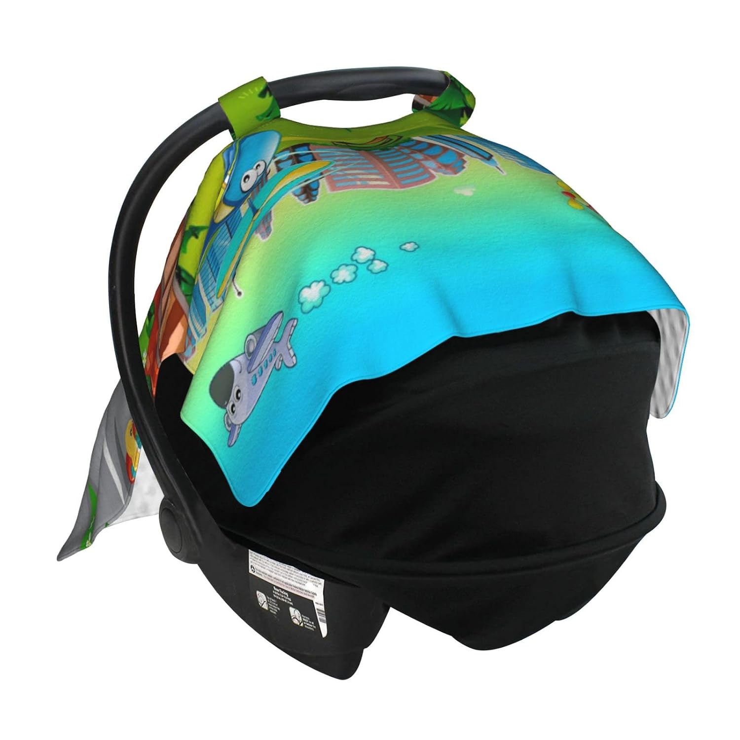 Train Planes & Cars Fun for Children 4-in-1 Baby Car Seat Canopy & Nursing Cover, Breathable Stretchy Cover
