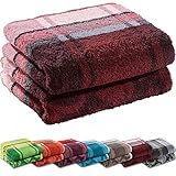 Erwin Müller Duschtuch-Set 2er-Pack - Ludwigsburg - 100% Baumwolle - weinrot Größe 70x140 cm - kuschelweich, saugstark, voluminös - praktisch durch beidseitige Schlaufen (weitere Farben)