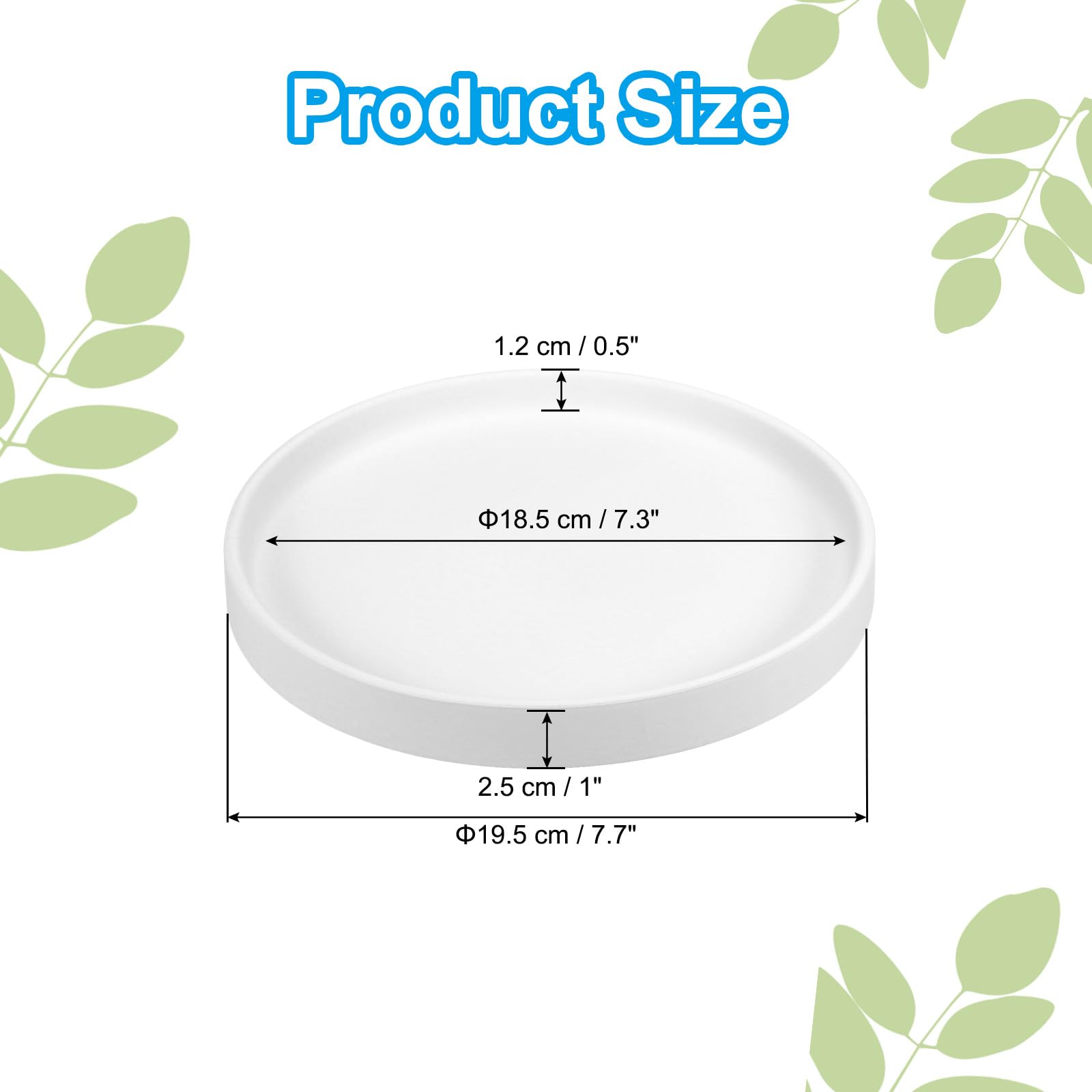 PATIKIL 7.7 Inch Round Ceramic Plant Saucer, Plant Saucer Tray Flower Planter Drip Tray for Indoors Outdoors Patio Balcony White - Image 2
