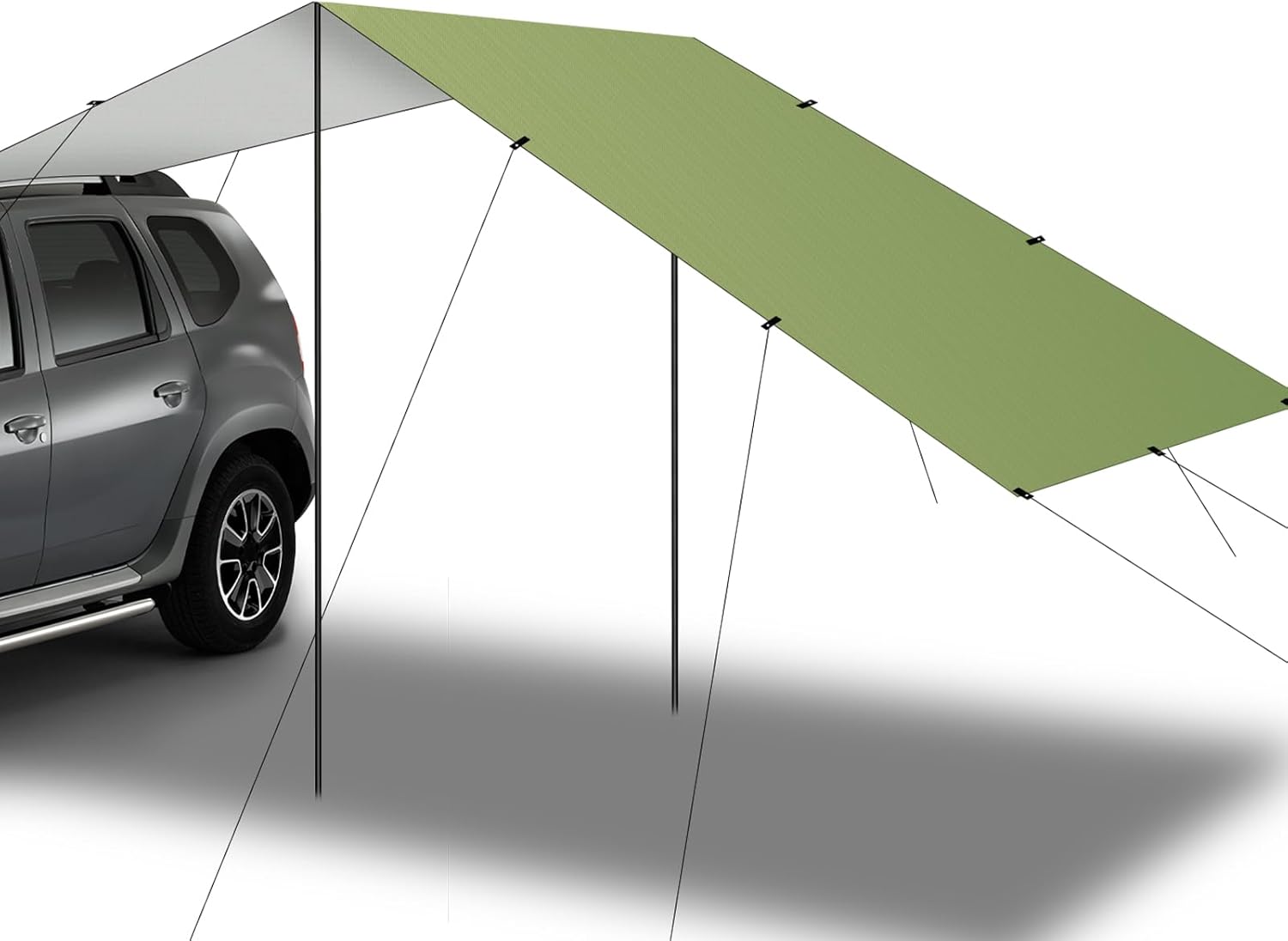 Portable Car Awning for SUV Van Truck Jeep, 14.44 x 6.56 FT Large Vehicle Awning Tailgate Tent for Tailgating Camping, Waterproof UV50+ Rain Tarp for Outdoor Backyard Party (Green)