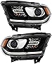 Gold Shrine For Dodge Durango Headlights Lamps Set 2014 2015 Halogen Black Trim Driver and Passenger Side