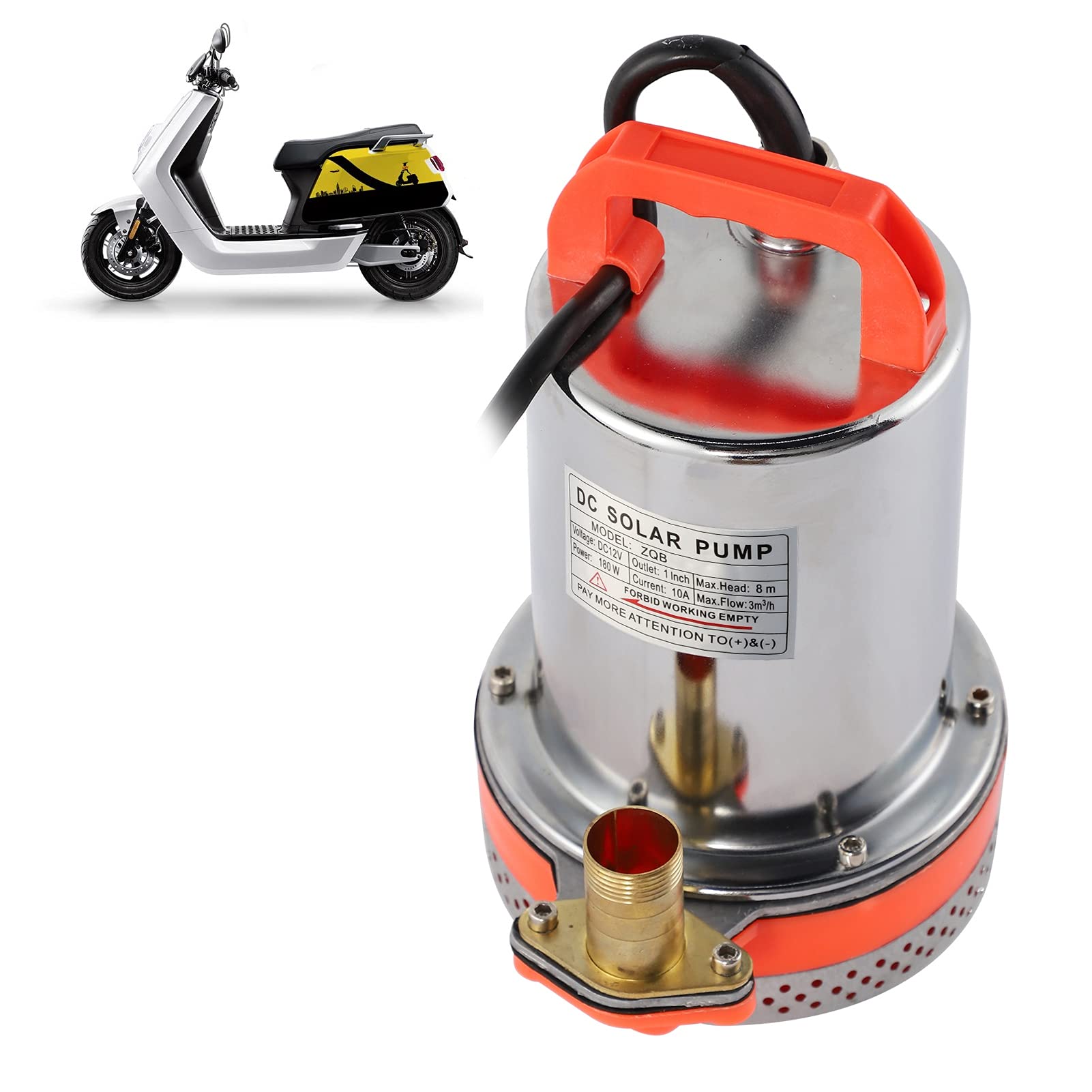 Luqeeg Pompa di Raccolta Termoplastica Solare a Batteria Piccola, Pompa di Servizio Portatile, Ideale per Piscina, Laghetto da Giardino (12V)