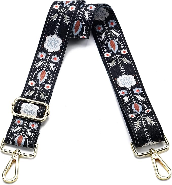 moca purse strap replacement crossbody wide shoulder strap adjustable straps handbag strap replacement belts (black snowflake)