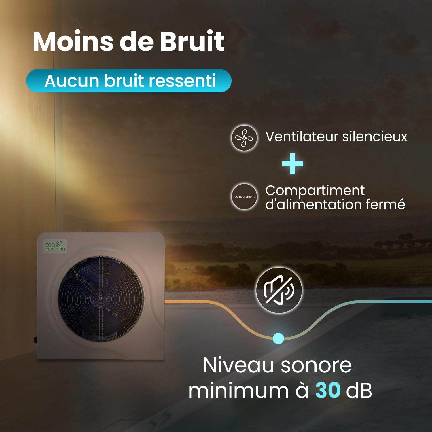ECOPOOLTECH Pompe à Chaleur Piscine Hors Sol - jusqu'à 40 000 l, Max5,4 KW Chauffage Piscine, Marron