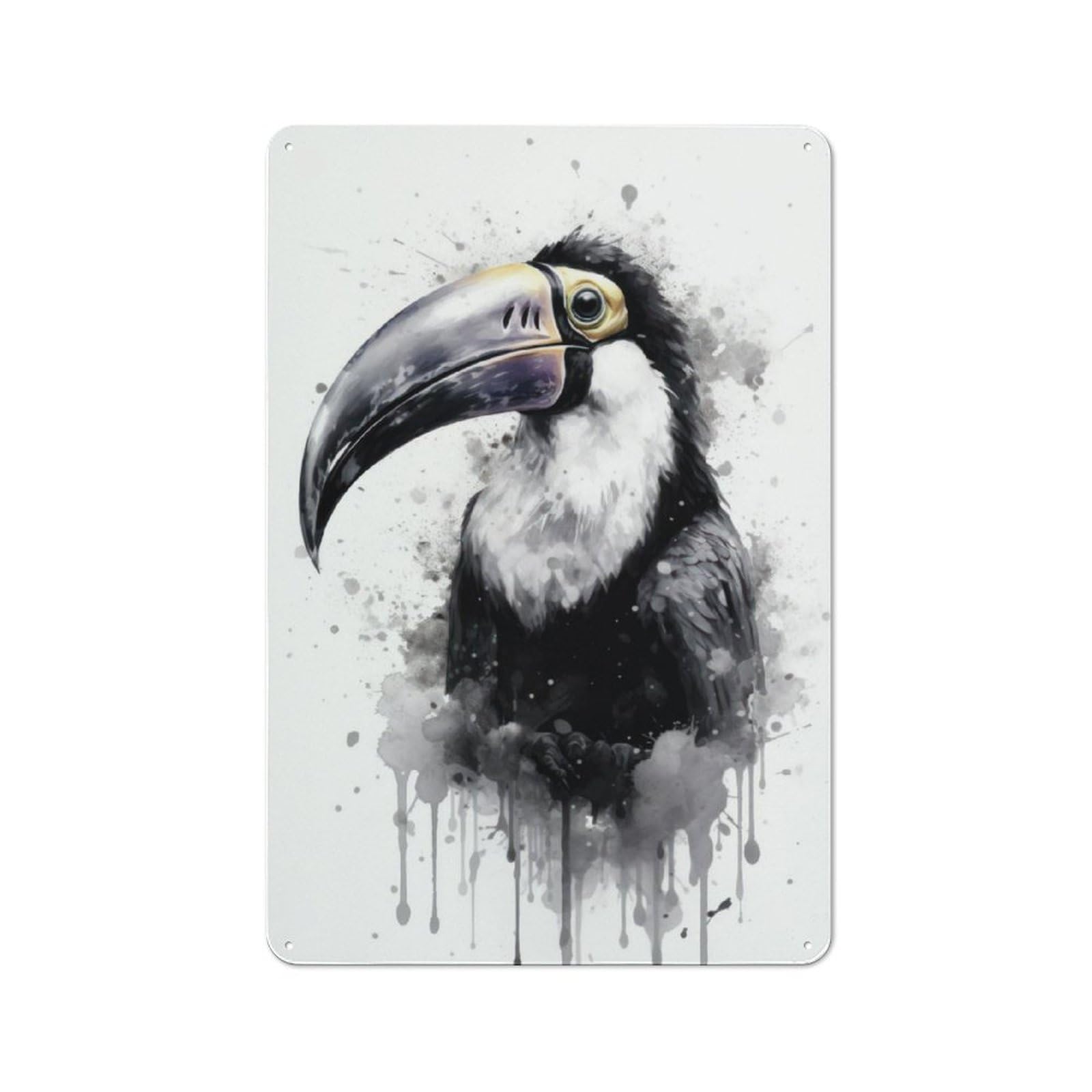 Junmoney Toucan Beauty Black Ink Retro Metal Sign 30X20cm, Distressed Look Retro Room Decor For Living Room, Hallway, Kitchen Or Cafe