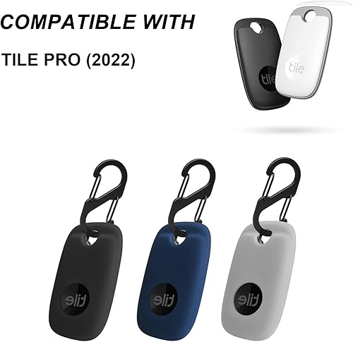 Miniatura 2 de Funda para Tile Pro, funda de silicona suave que absorbe los golpes con accesorios de mosquetón, negro, azul y gris, 3 unidades