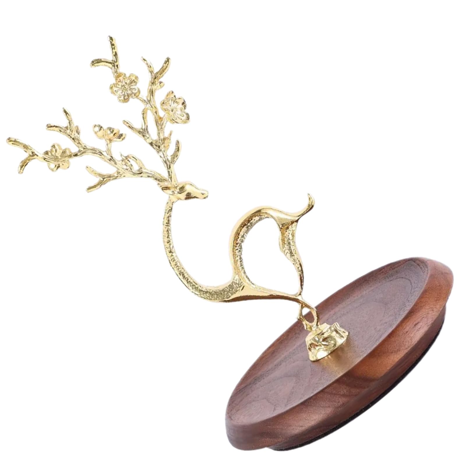 Mekalero Gold Metal Deer Jewelry Holder With Wood Base Bracelets Earrings Necklaces Organiser Desktop Accessories Display Shelf Rings Organiser