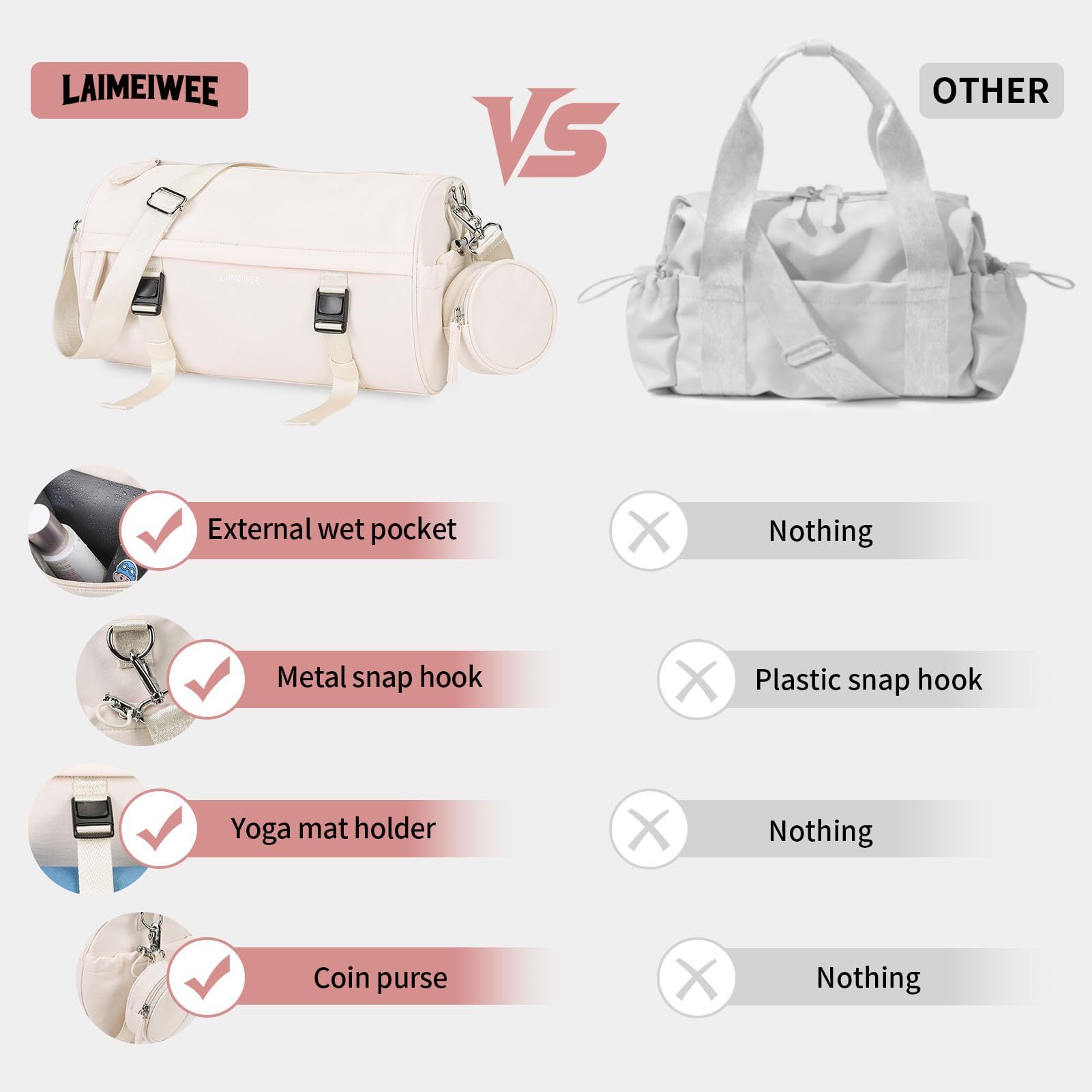 Bolsa pequeña de gimnasio para mujer y hombre, bolsa de viaje de 11L con bolsillo húmedo y soporte para esterilla de yoga, bolsas deportivas de entrenamiento para fitness, baile, natación