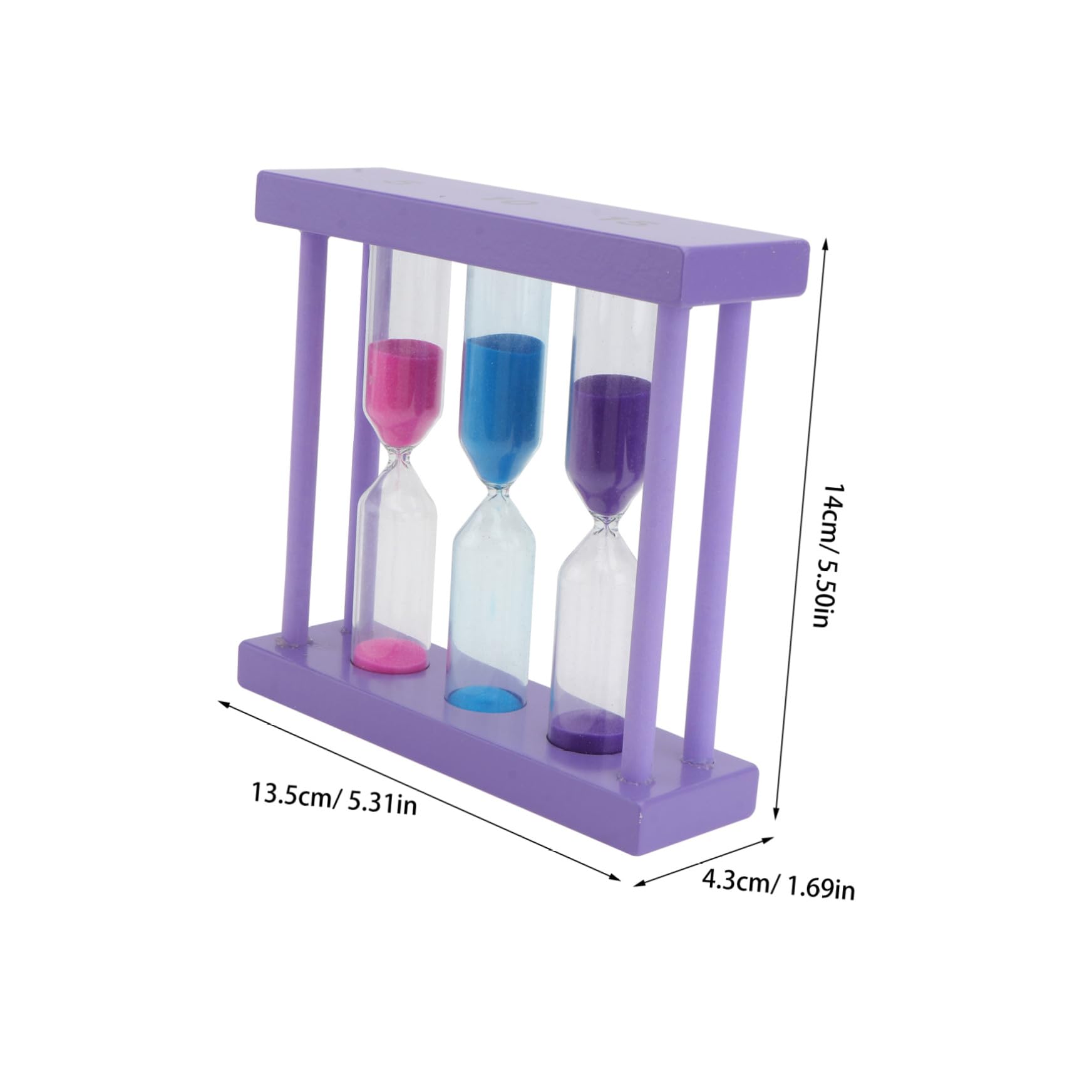 Dekorative Sanduhr mit Holzrahmen, Violettes Glas, für Zuhause