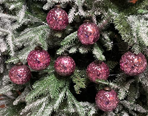 MC Trend 8er Set edle Luxus Glas Weihnachtskugeln Ø 8cm Weihnachtsbaum Kugeln Christbaumkugeln Weihnachts Deko ROT Gold Silber KLAR (8 Stück Pink Ornament)
