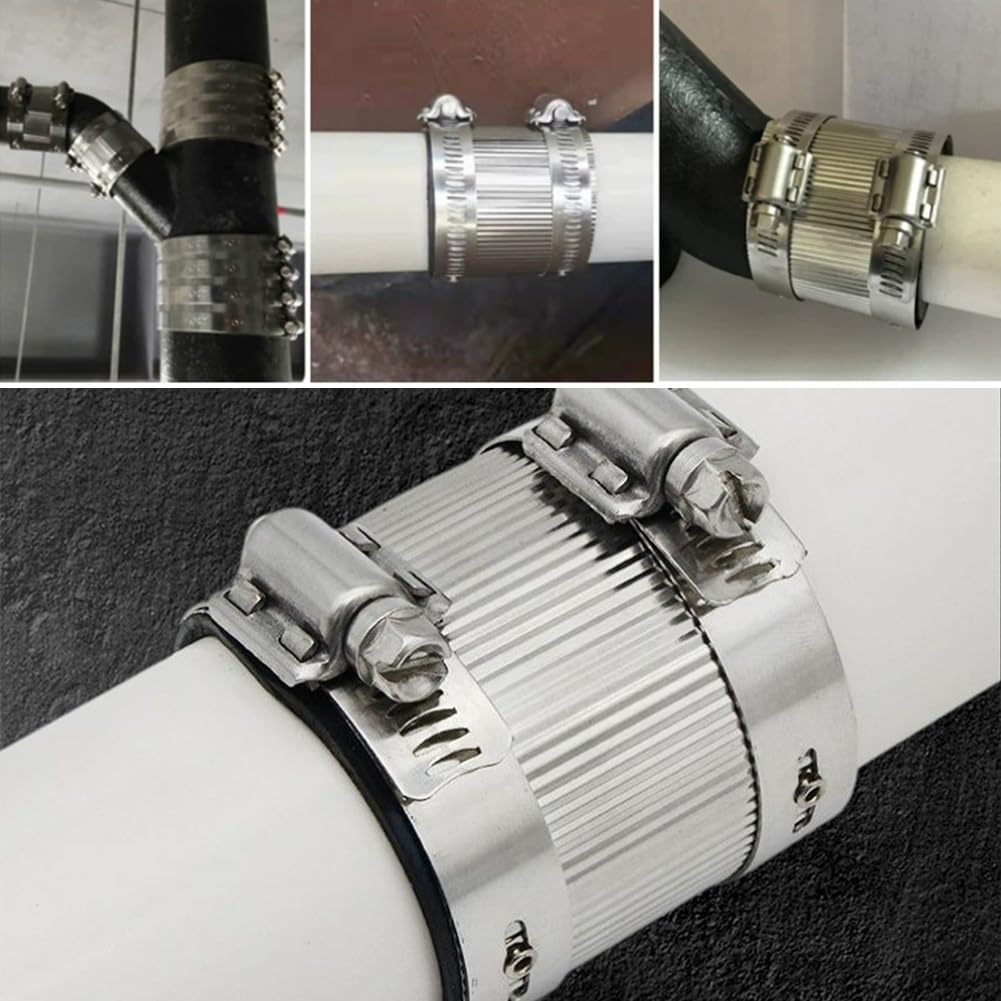 Zaciski do węża 2 sztuki M210 x 100 mm obejmy śrubowe z gumowymi obejmami mocującymi, zaciski do węży rurowych, obejmy śrubowe, obejmy do węża ogrodowego, węży wodnych