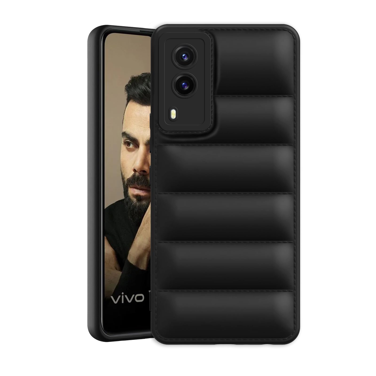 Solimo Rubber Puffer Case Camera Protection Soft Back Cover for Vivo V21E 5G - Black (B0CQT8FCCC) Amazon Price History, Amazon Price Tracker
