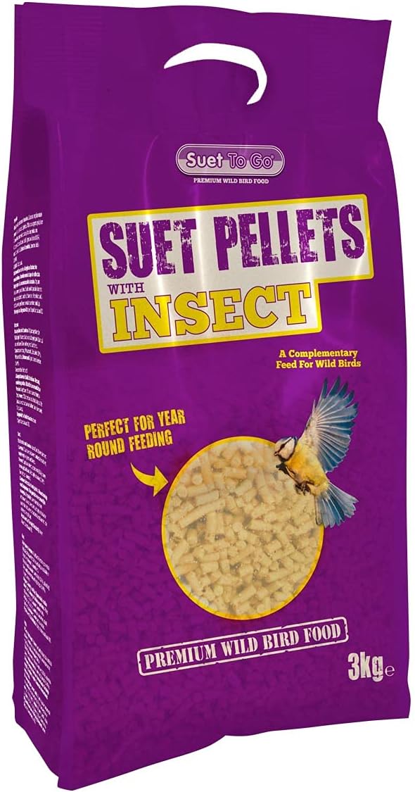 Unipet Suet to Go Pellets & Insects Wild Bird Food 3Kg Tub