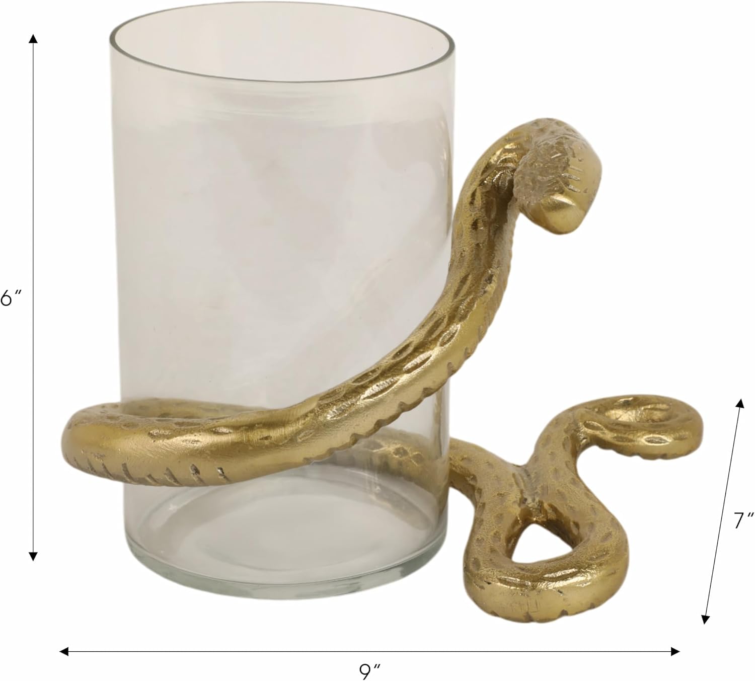 Decorative Snake Glass Candle Holder for House Decor - Modern Pillar Candlestick Holder for Table Centerpieces - Elegant Candle Stand Holder for Office Desk, Bedroom, or Living Room Decor - 6" Gold