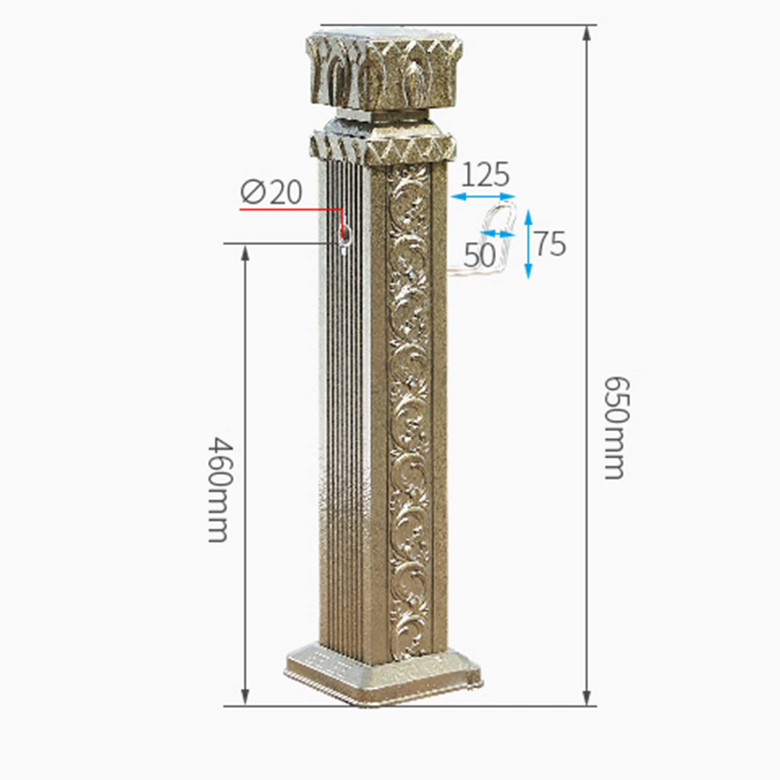 Colonne d'eau Jardin, Colonne d'eau Verticale pour Cour extérieure, Robinet Aluminium résistant aux intempéries et antigel, Support Tuyau métal sur Pied Capa