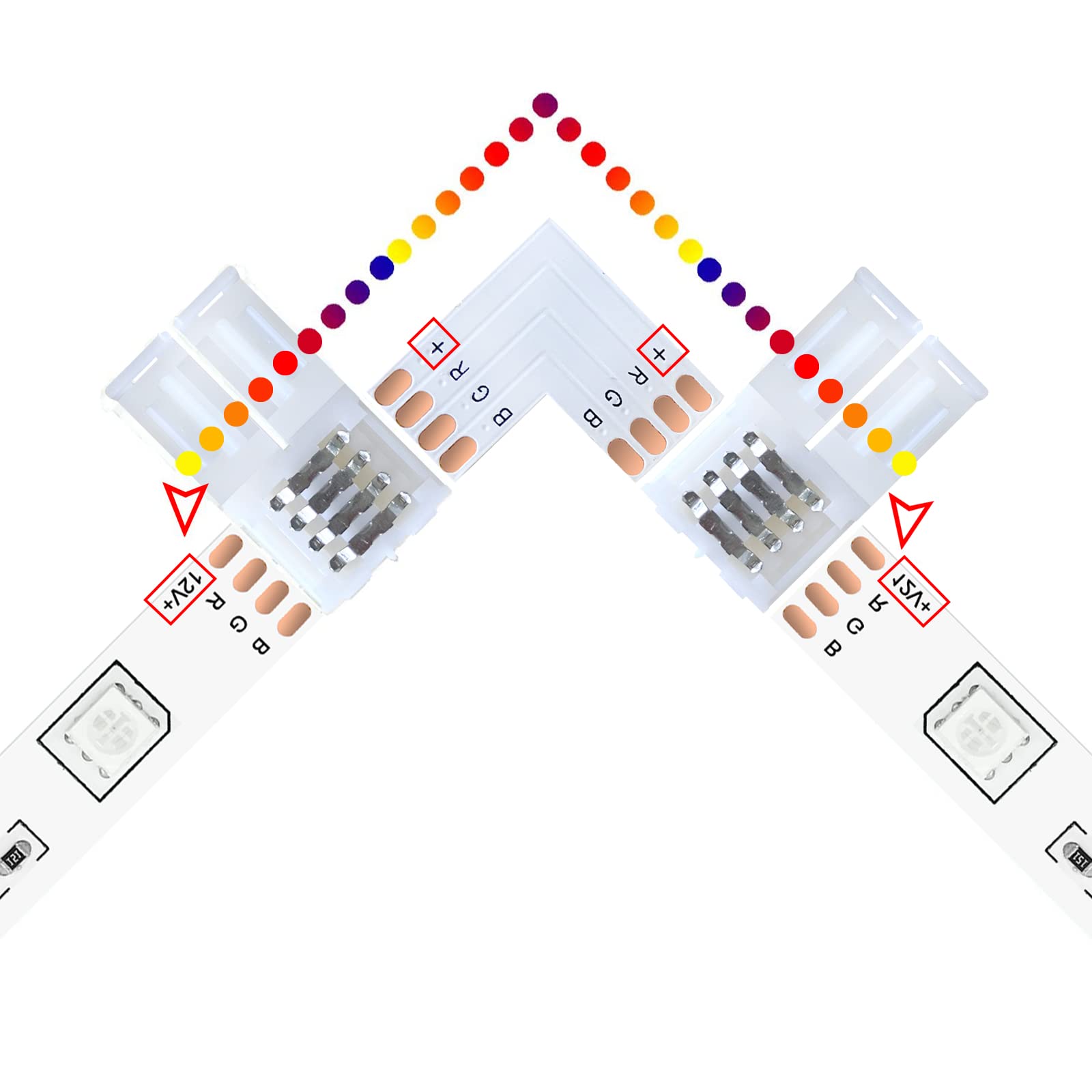 ZiBwnfuxcz LED Corner Connector, Strip Connector, (Pack of 12) 4-Pin 10 mm RGB 5050 Strip, Light Strip Corner - Image 3