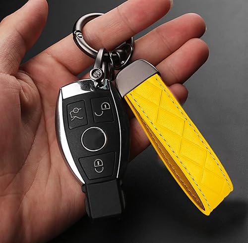 Miniatura 2 de STACCTE Llavero de cuero para llaves de coche, llavero decorativo universal, anillo en D antipérdida, llavero giratorio de 360 grados, llavero para