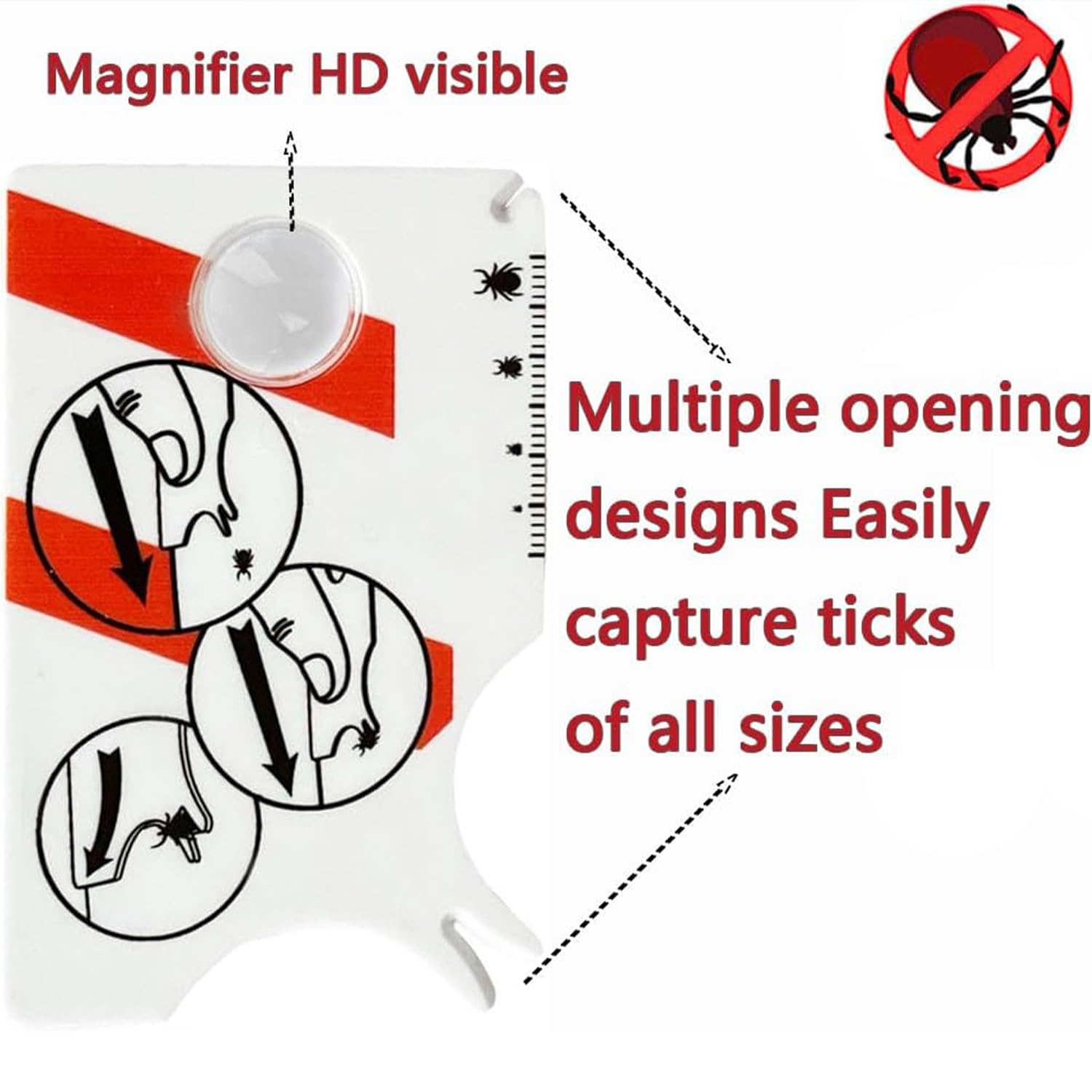 WUBAYI Lot de 2 cartes de retrait de tiques avec loupe, outil de taille de carte de crédit pour animaux domestiques et humains