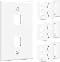 Cable Matters [UL Listed] 10-Pack Low Profile 2-Port Keystone RJ45 Wall Plates - White for Ethernet HDMI A/V Jacks