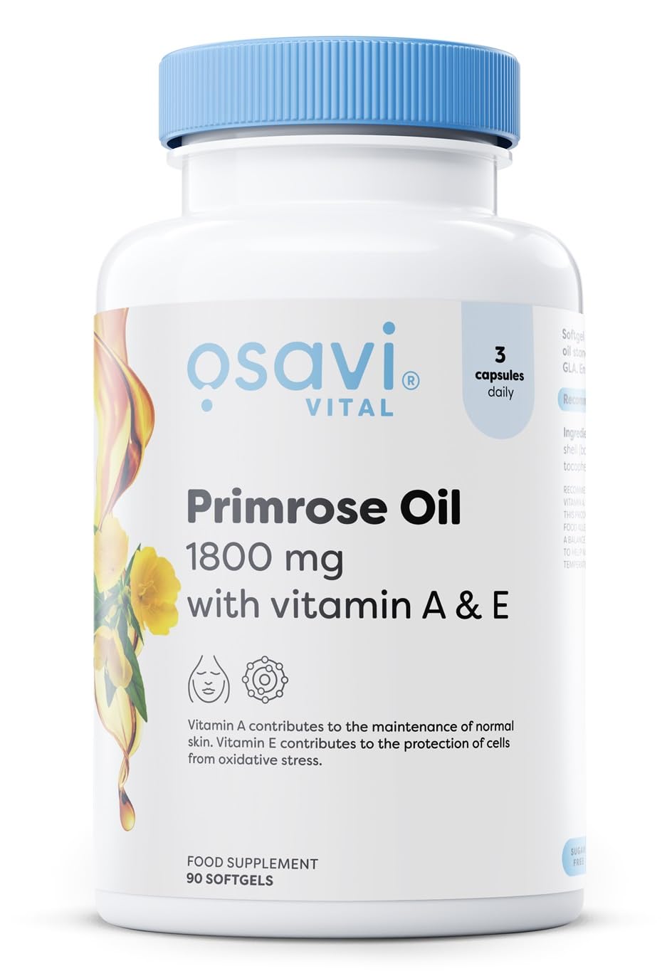 Osavi Primrose Oil With Vitamin A & E 1800Mg 90 Softgels