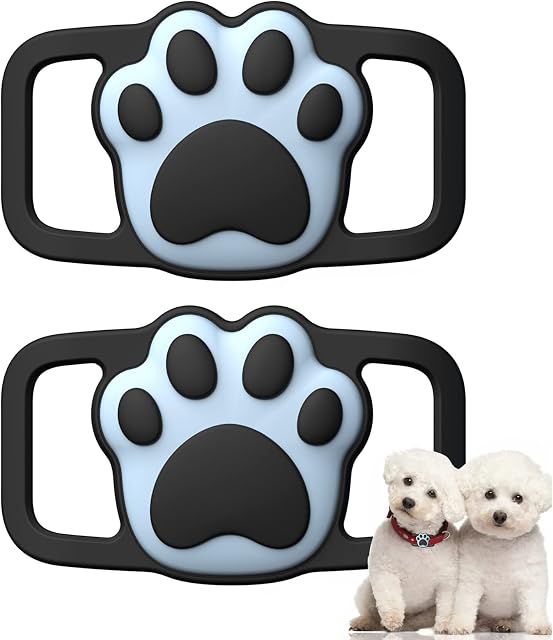 Lopnord Airtag Dog Collar Holder Compatible with Apple Air Tag GPS, 2 Pack Airtags Dog Tag Collar Waterproof Case, Airtag Protective Cover for Pet Dog Cat Collar Backpack