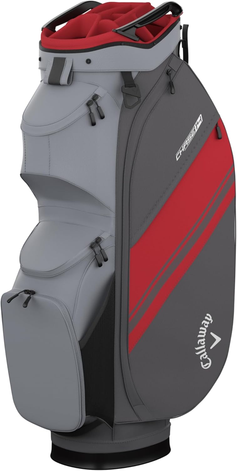 Callaway Golf Chase Cart Bag 2026, Steel Graphite/Fire Red