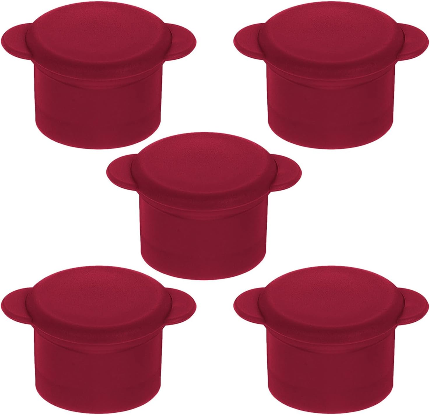 6pcs Red Silicone Wine Stoppers Set, Reusable round Bottle Plugs with Sealing Cap, Food-grade Silicone for Wine and Beer Bottles, Home Bar Kitchen Accessories