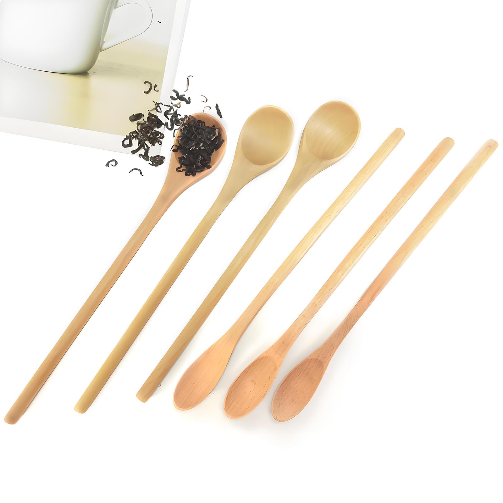 Lot De 3 Cuillères Longues En Bois Pour Mélanger Le Thé, Le