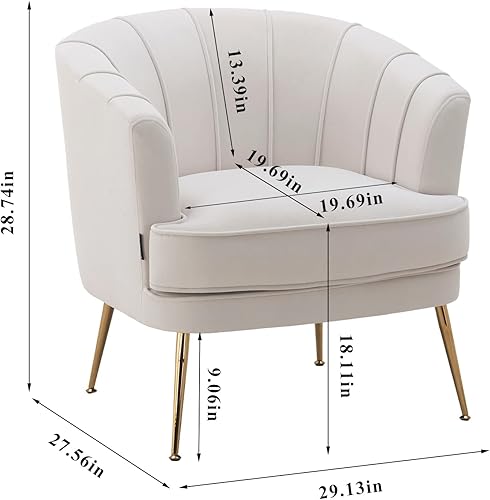 Miniatura 2 de Artechworks Silla moderna de terciopelo con patas doradas para sala de estar, dormitorio, oficina en casa, silla de club con respaldo copetudo,