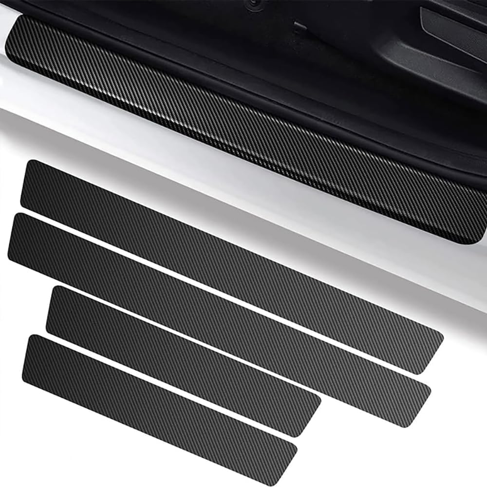 4 Pcs Car Sill Protectors Strips for Cadillac CTS III 2014-2019, Carbon Fiber Stickers Scuff Guard Car Door Sill Protector Car Sill Protector
