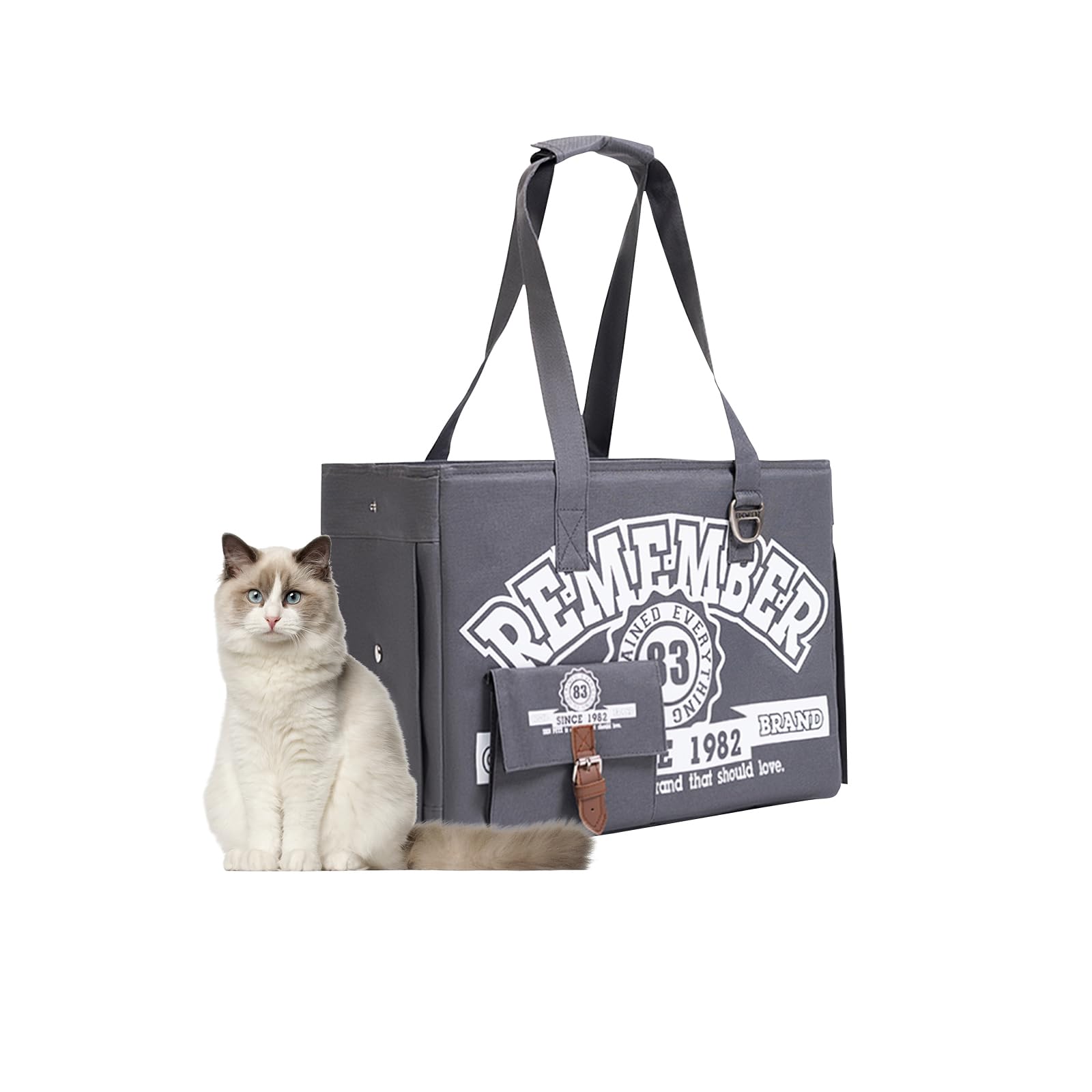 Galatée Borsa Per Animali Domestici, Borsa Pieghevole Per Cani Approvata Dalle Compagnie Aeree, Trasportino Portatile Per Gatti Con Apertura Superiore(Dark Gray)